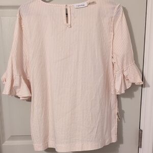 Calvin Klein Light Pink Ruffle Sleeve Blouse